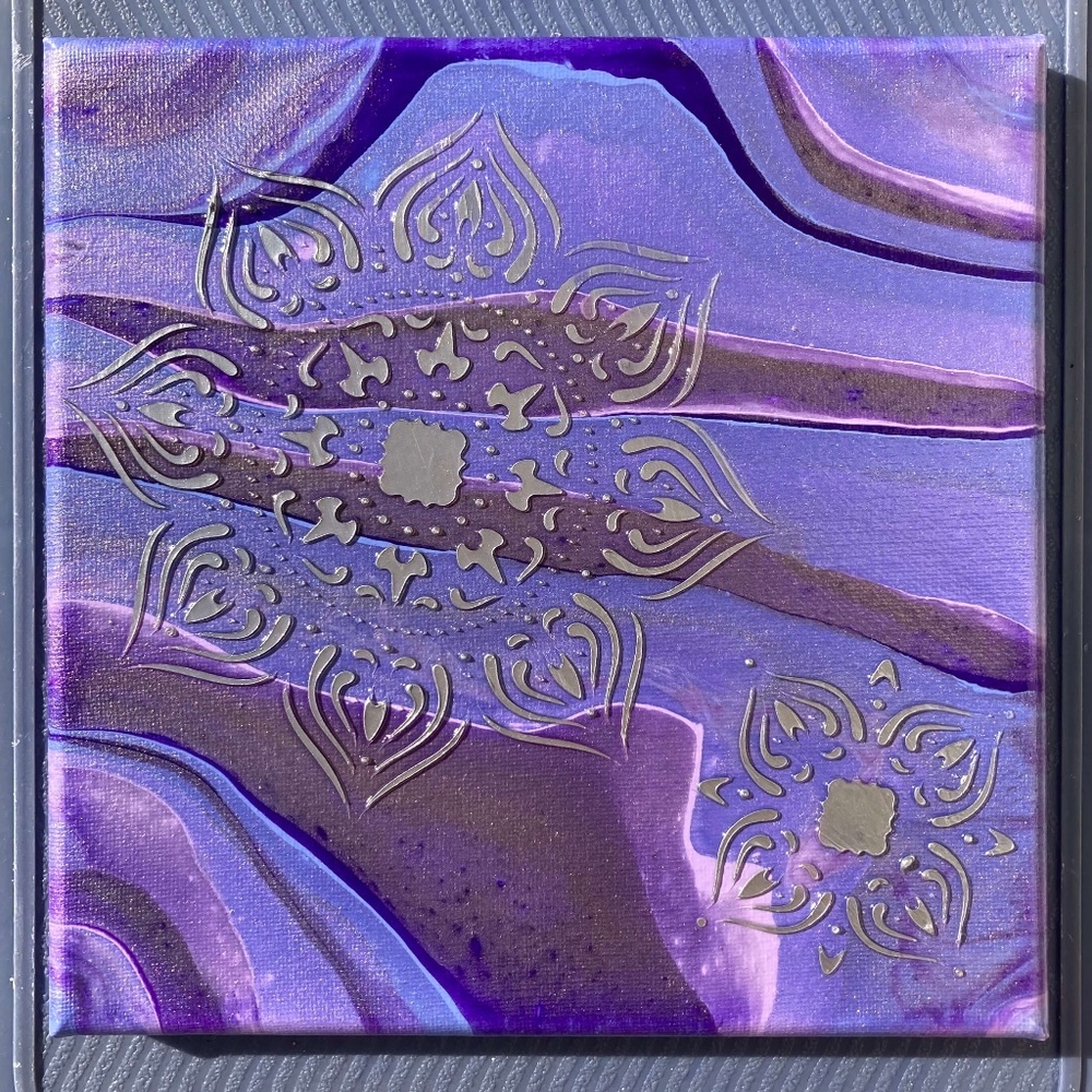 Sonder 8"x8" Painting by Color Fluent Art (Purple/Silver)